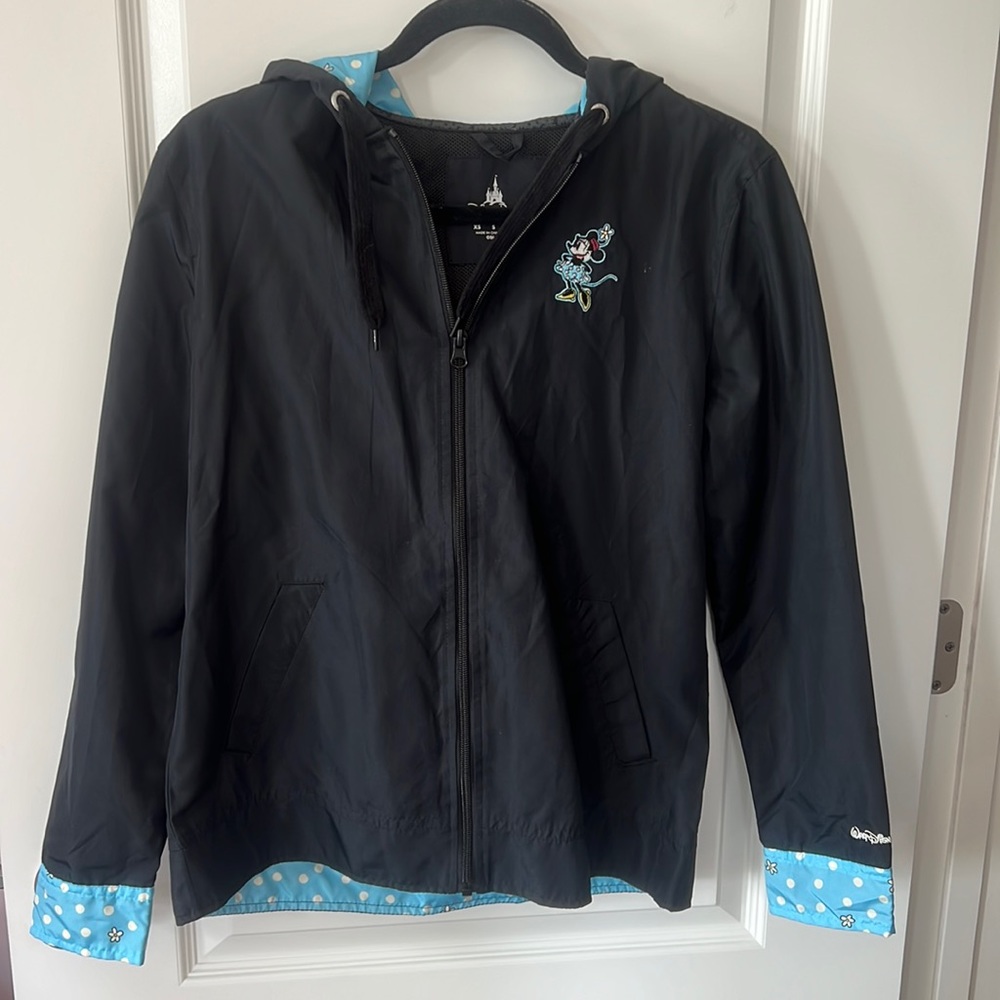 Minnie Mouse Zip Up Windbreaker with Blue Polkadot lining - Disney Parks